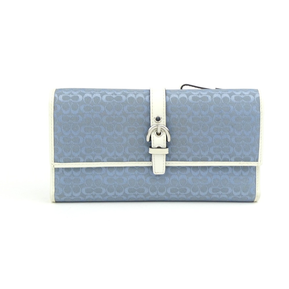 Coach Signature Light Blue Chalk Mini C Trifold Wallet